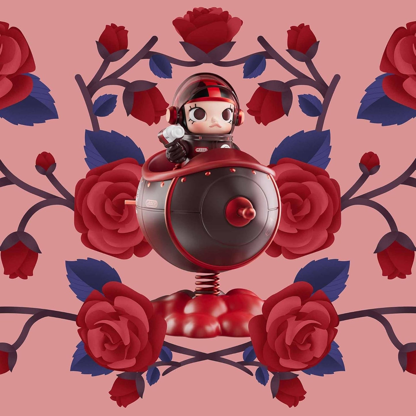 SPACE MOLLY 100% Blooming-Rose Collection Figurine, 4.33 Inch Height, Toys for Modern Home Décor, Collectible Art Toy