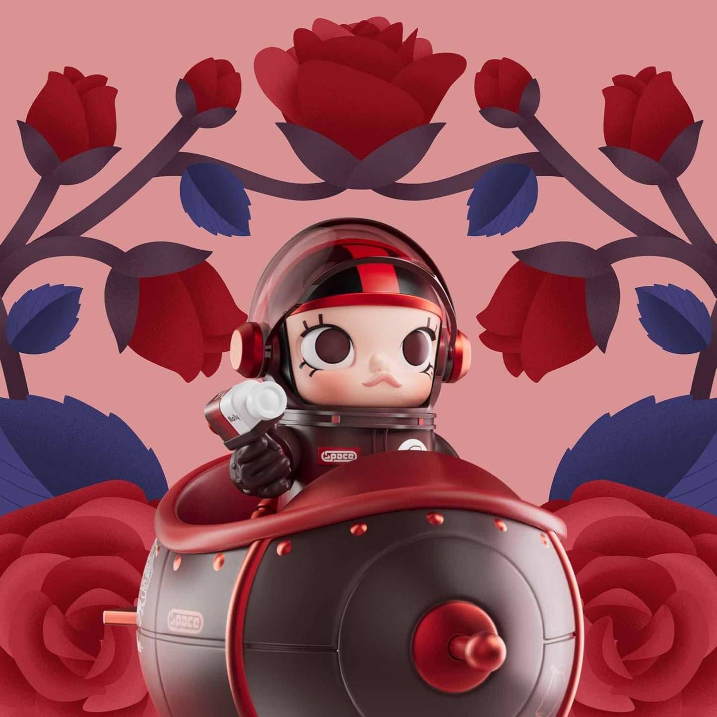 SPACE MOLLY 100% Blooming-Rose Collection Figurine, 4.33 Inch Height, Toys for Modern Home Décor, Collectible Art Toy