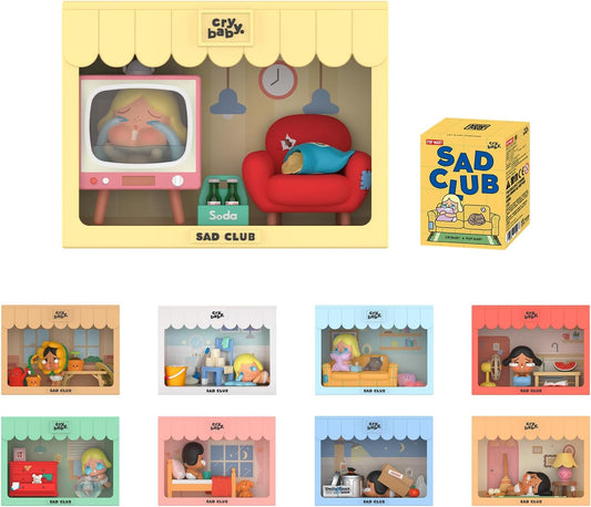 CRYBABY Sad Club Series Scene Sets Blind Box Figures, Random Design Mystery Toys for Modern Home Decorations Indoor, Collectible Toy Set for Desk Accessories, Single Box