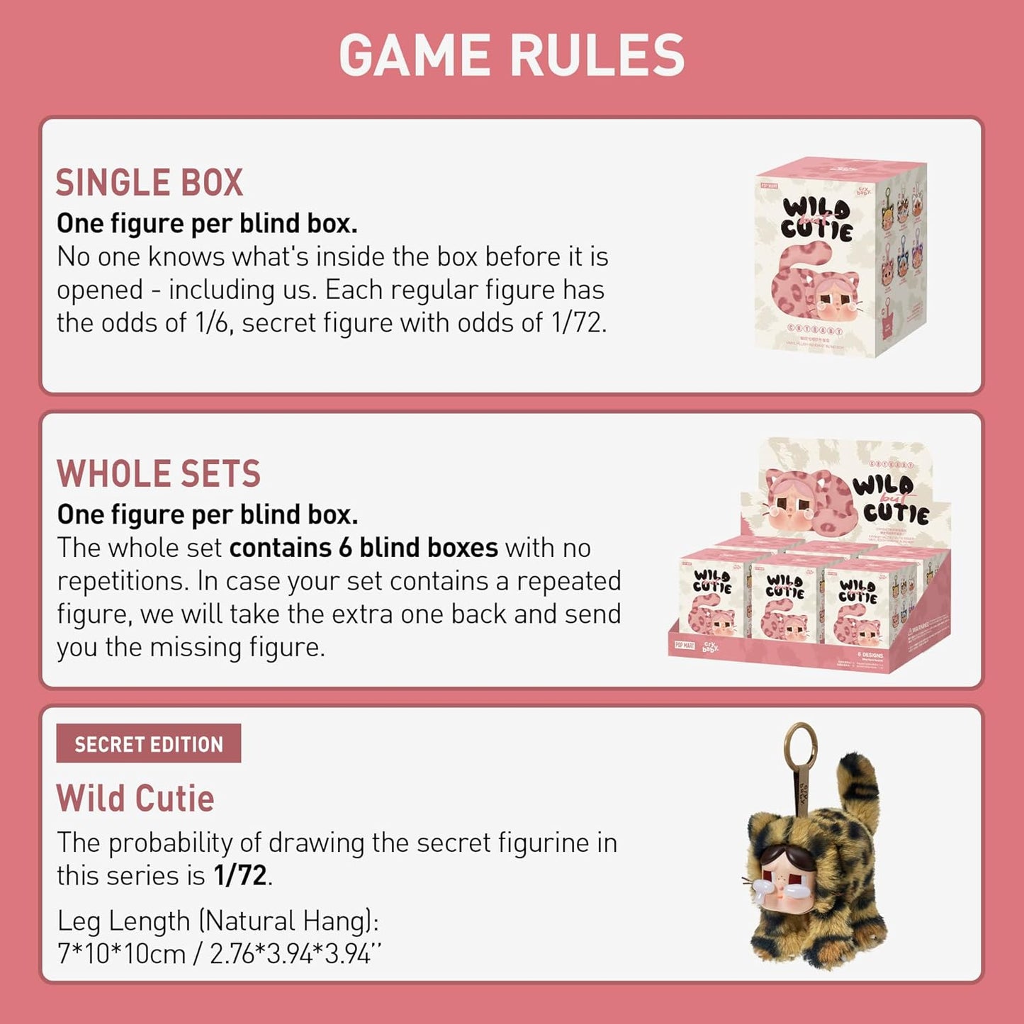 CRYBABY Wild but Cutie Series - Vinyl Plush Pendant Blind Box, Random Design Action Figures Collectible Toys Decorations, Holiday Birthday Gifts for Girls and Boys, Single Box
