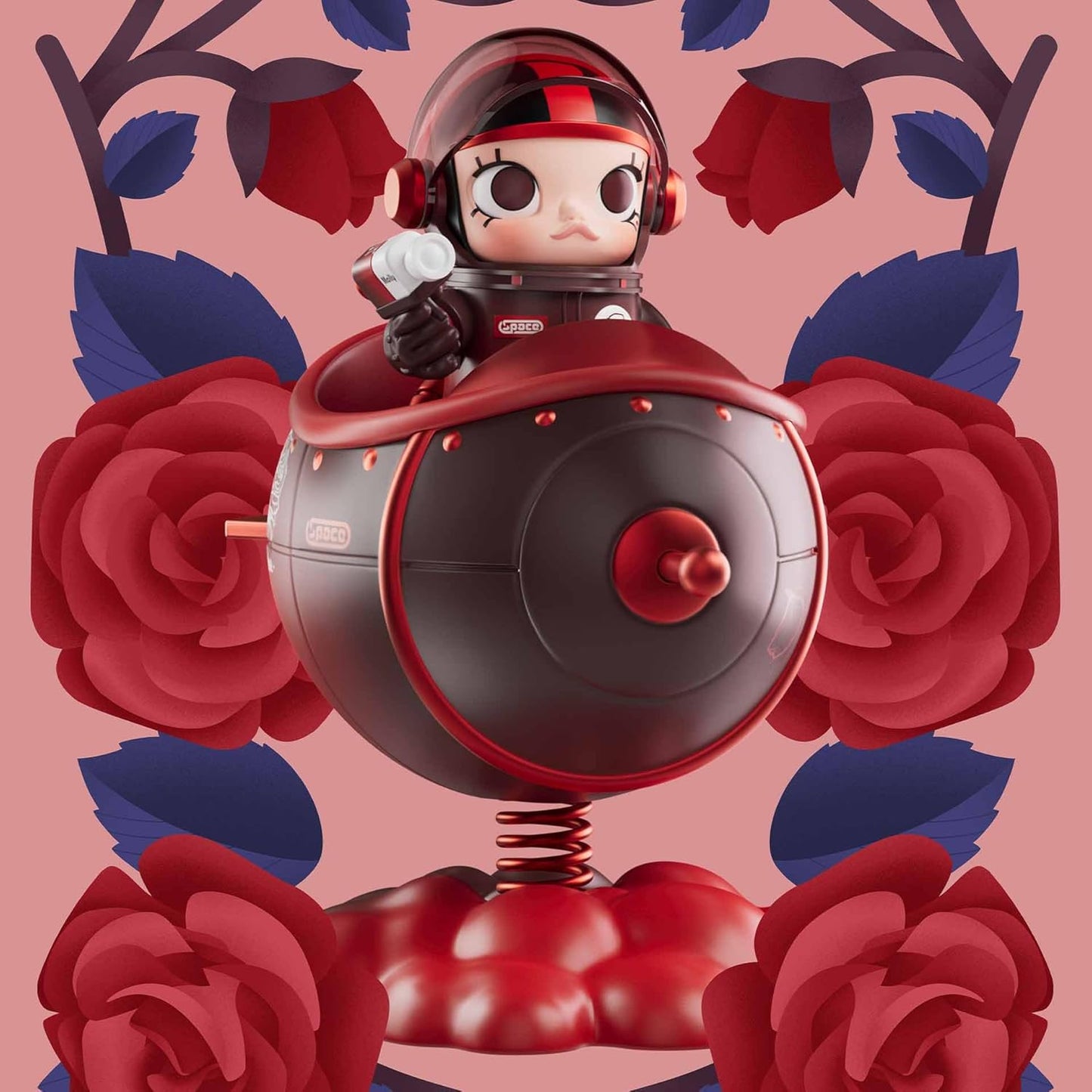 SPACE MOLLY 100% Blooming-Rose Collection Figurine, 4.33 Inch Height, Toys for Modern Home Décor, Collectible Art Toy