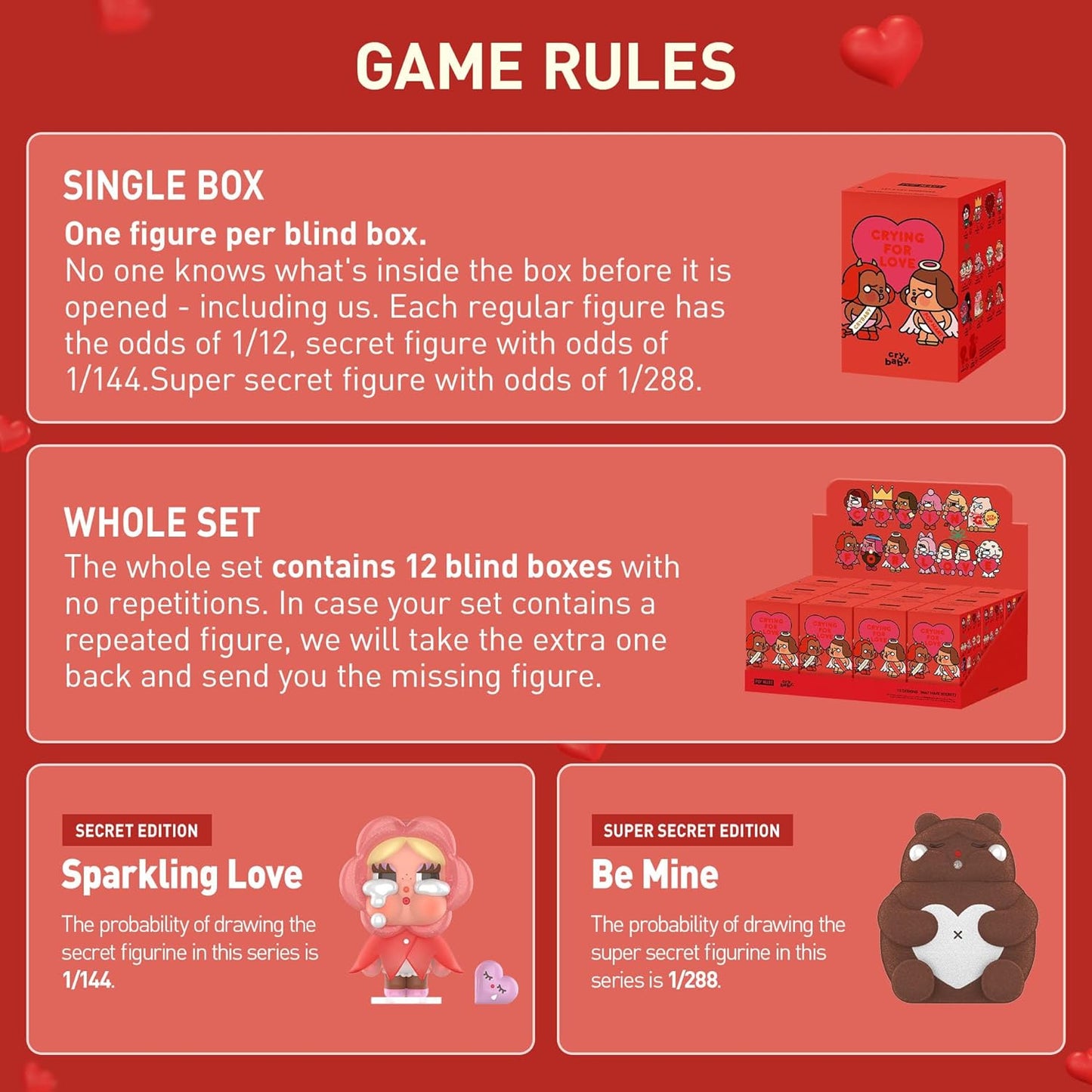 CRYBABY Crying for Love Series Figures, Blind Box Figures, Random Design Action Figures Collectible Toys Home Decorations, Single Box