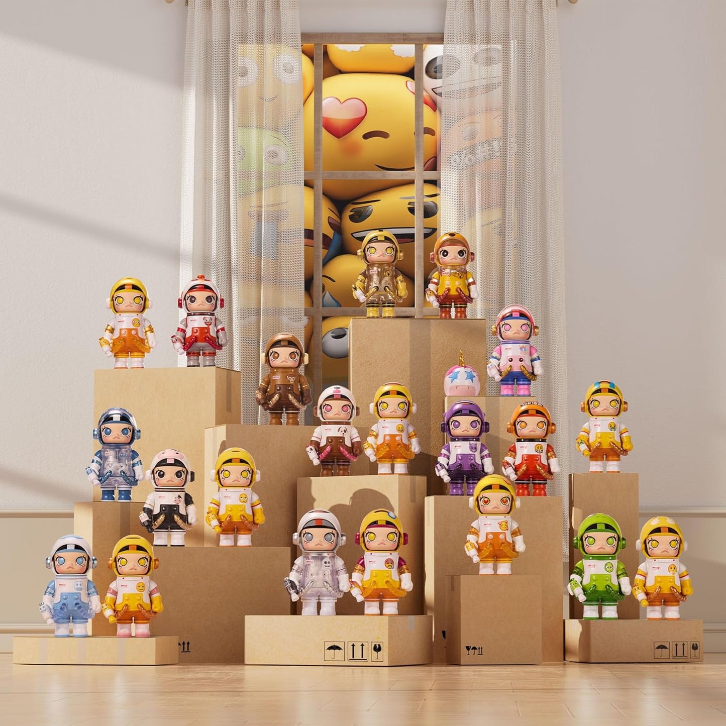 SPACE MOLLY 100% × Emoji Series, Molly Blind Box Figures