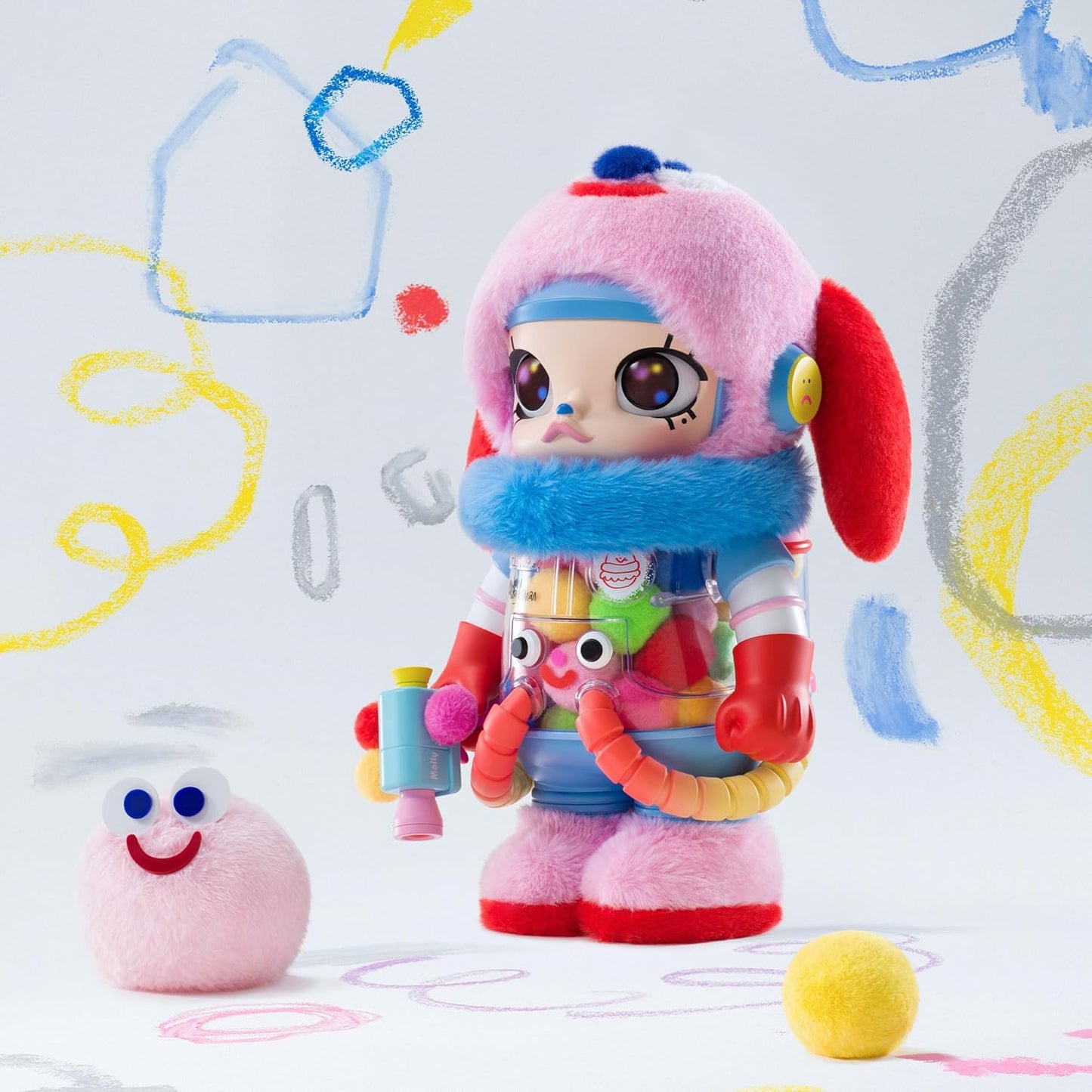 SPACE MOLLY 400% Jon Burgerman Collection Figurine, 13.58 Inch Height, Toys for Modern Home Décor, Collectible Art Toy